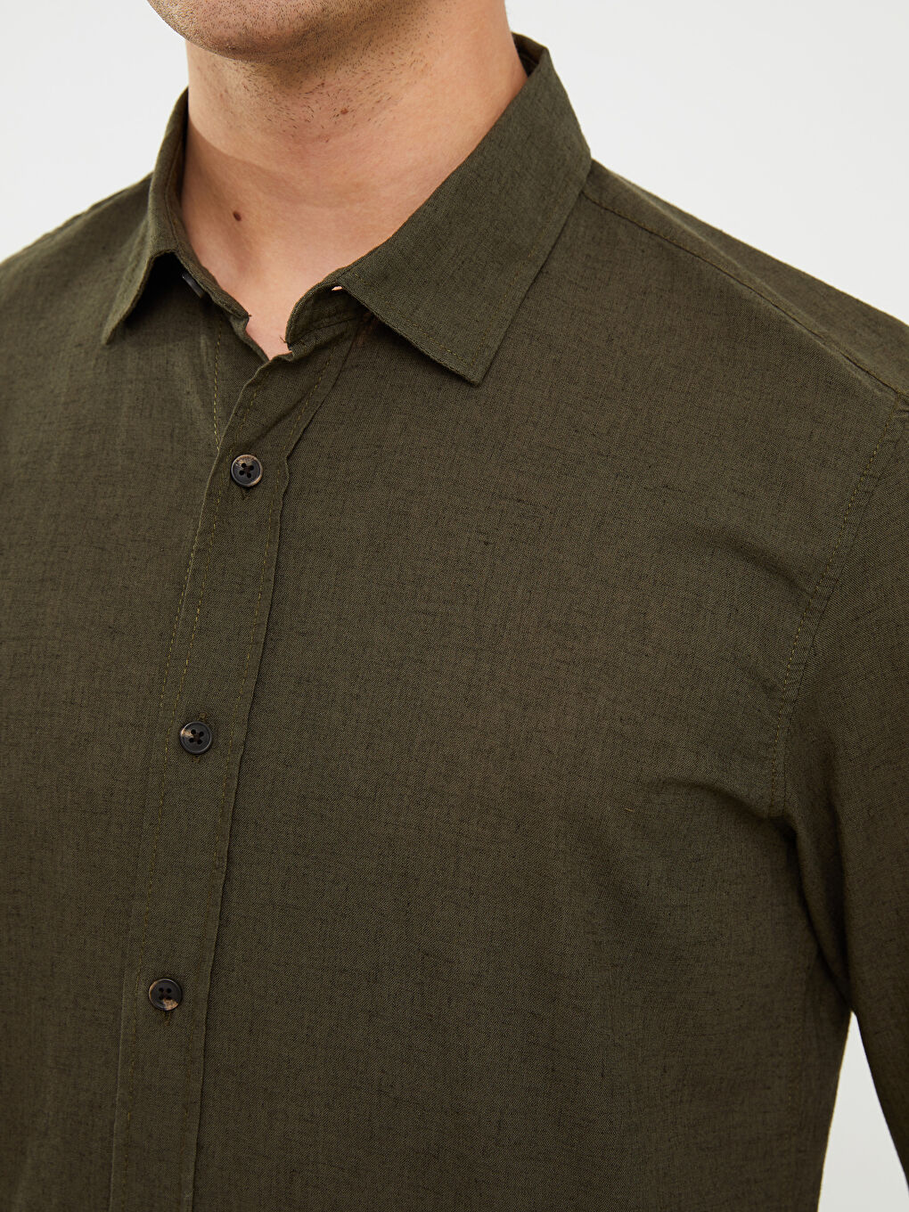 Ерлерге арналған ұзын жеңді поплин жейде-3