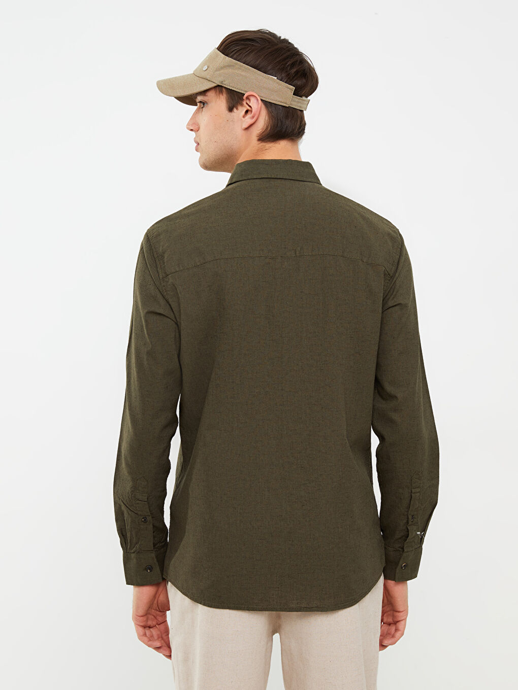 Ерлерге арналған ұзын жеңді поплин жейде-4