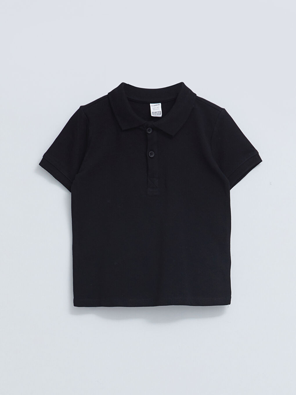 Siyah Polo Yaka Kısa Kollu Basic Erkek Bebek Tişört