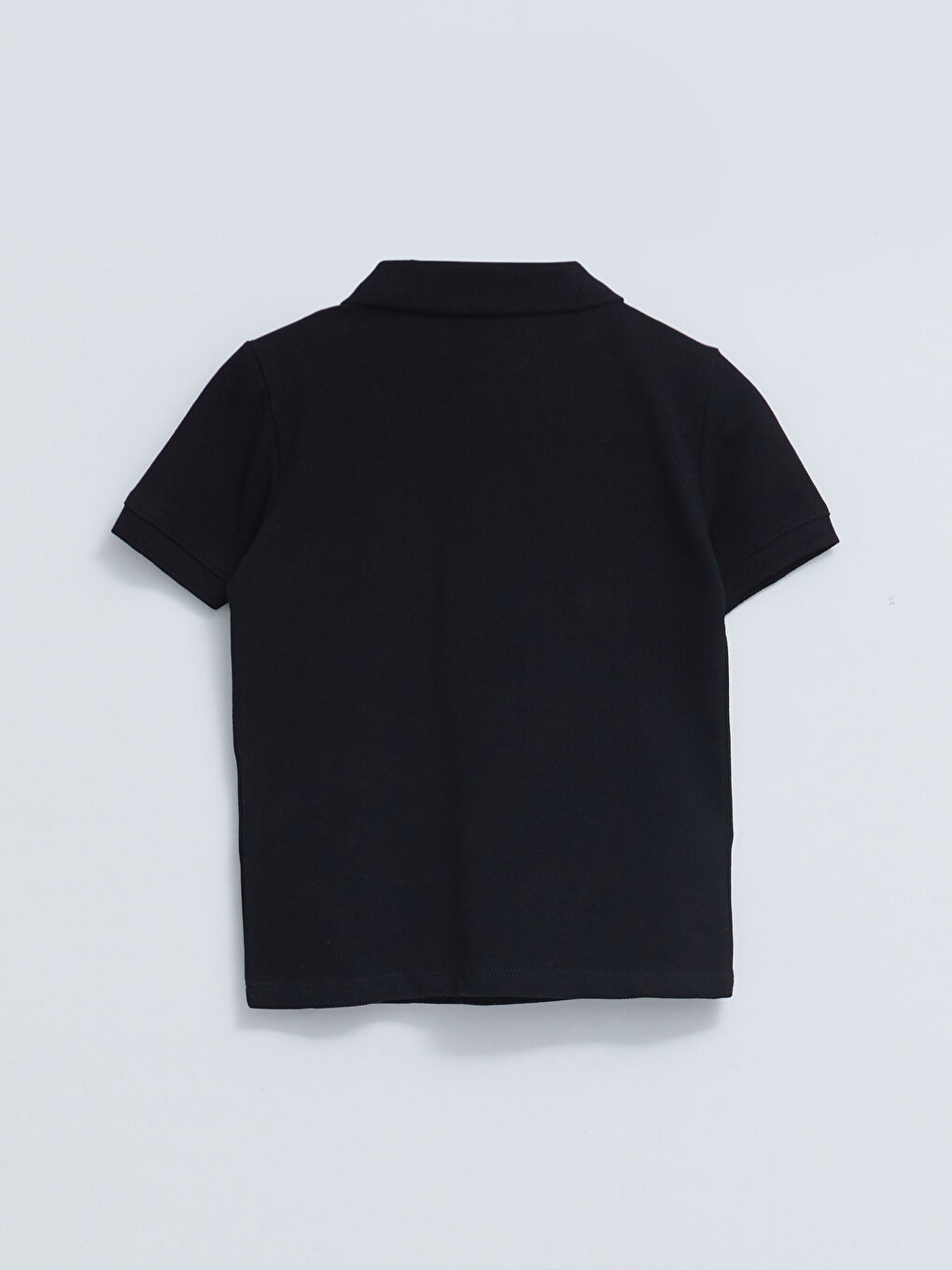 Siyah Polo Yaka Kısa Kollu Basic Erkek Bebek Tişört-1