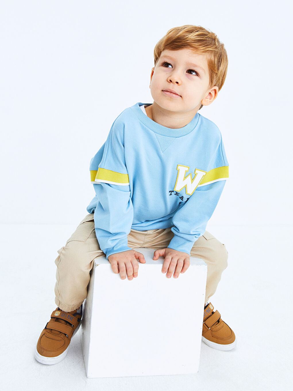 Crew Neck Long Sleeve Printed Baby Boys' Sweatshirt-1