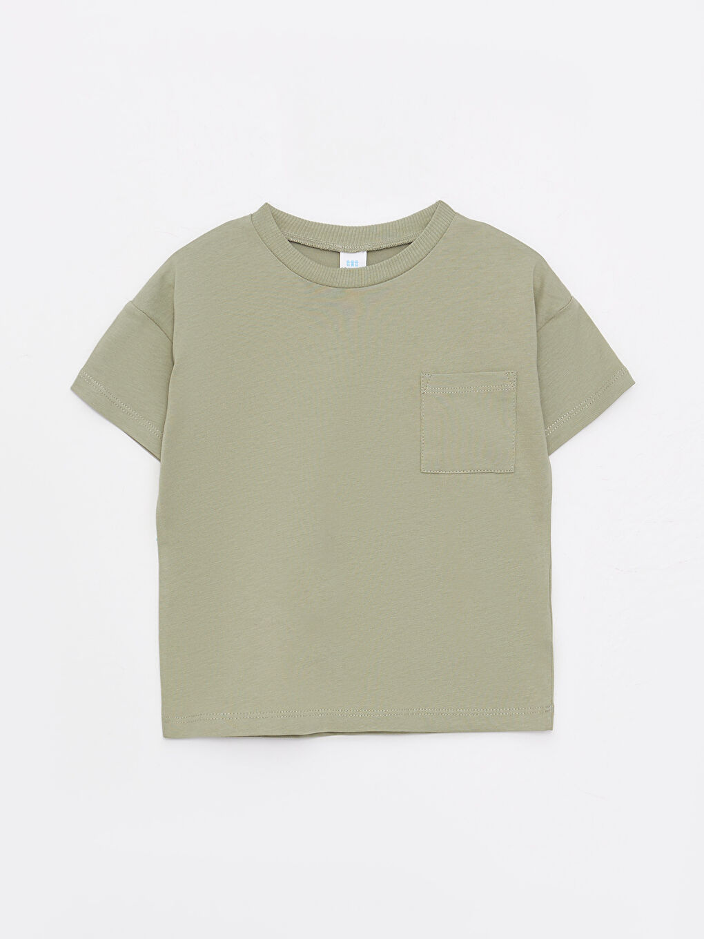 Yeşil Bisiklet Yaka Kısa Kollu Basic Pamuklu Erkek Bebek Tişört