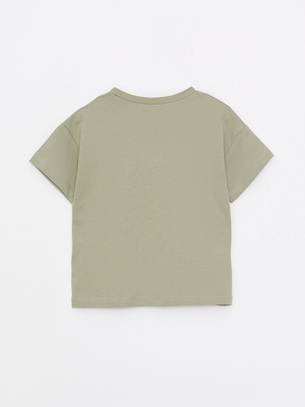 Yeşil Bisiklet Yaka Kısa Kollu Basic Pamuklu Erkek Bebek Tişört-1