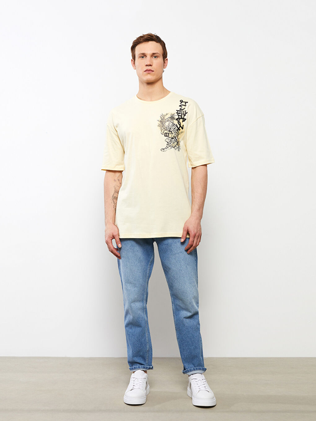 Oversize Crew Neck Short Sleeve Printed Jersey Men's T-Shirt