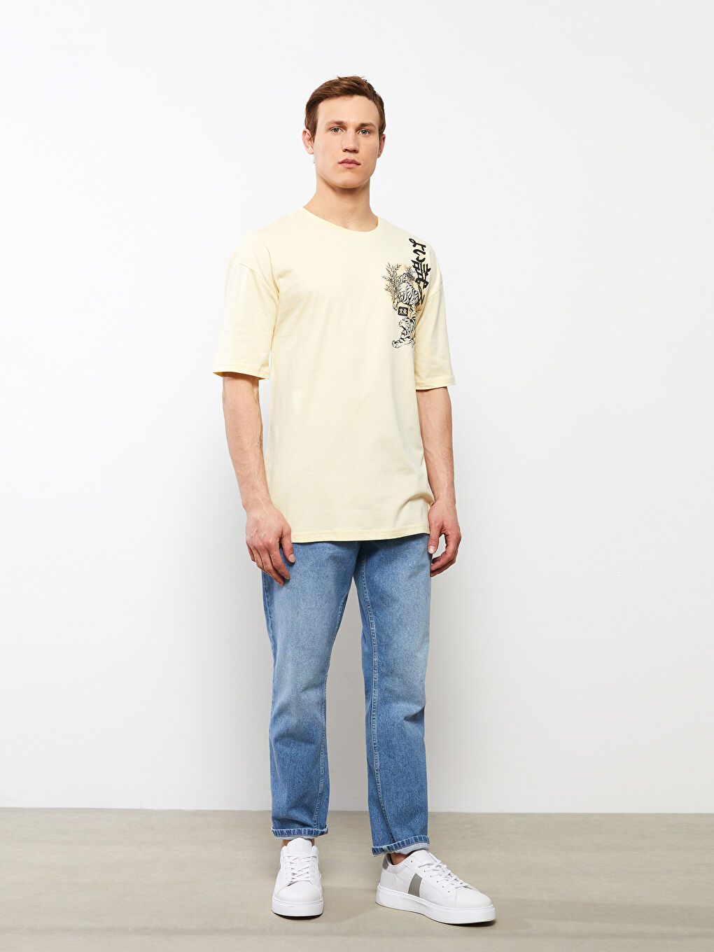 Oversize Crew Neck Short Sleeve Printed Jersey Men's T-Shirt-1