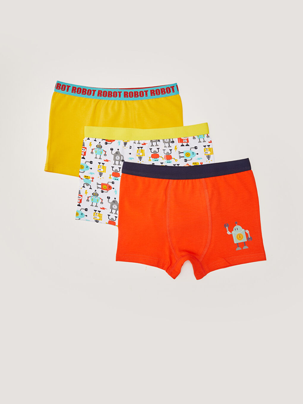 Beyaz Baskılı Pamuklu Erkek Çocuk Boxer 3'lü