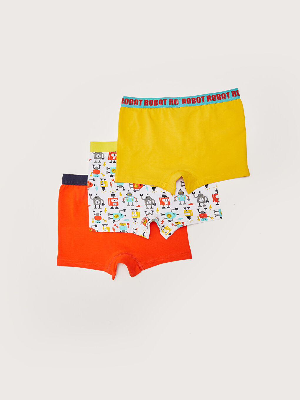 Beyaz Baskılı Pamuklu Erkek Çocuk Boxer 3'lü-1