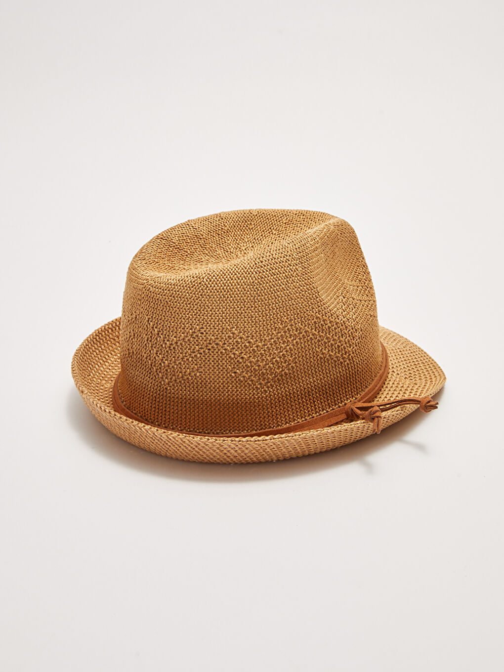 Kahverengi Biyeli Kadın Hasır Fötr Şapka-1