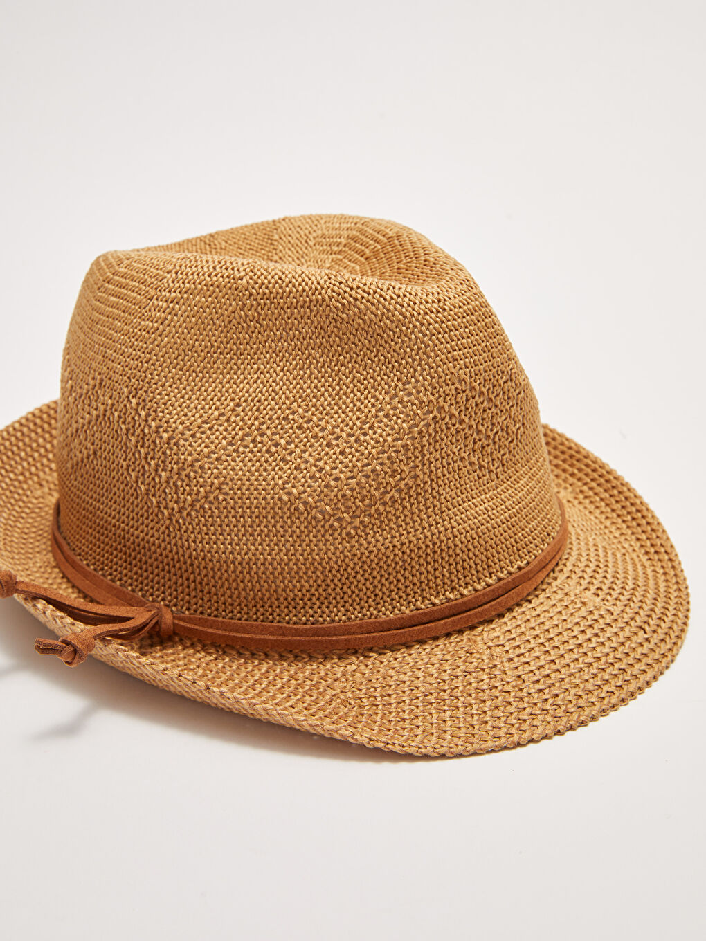 Kahverengi Biyeli Kadın Hasır Fötr Şapka-3