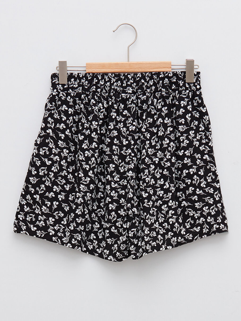 Elastic Waist Patterned Viscose Girl Shorts-1