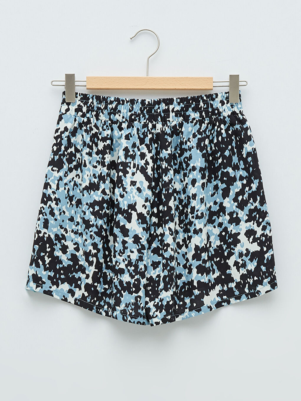Elastic Waist Patterned Viscose Girl Shorts-1