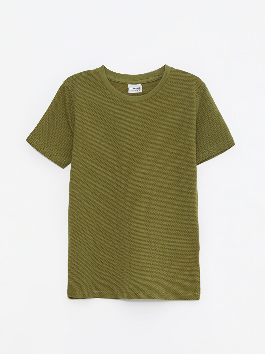 Crew Neck Self-Patterned Short Sleeve Boy T-Shirt
