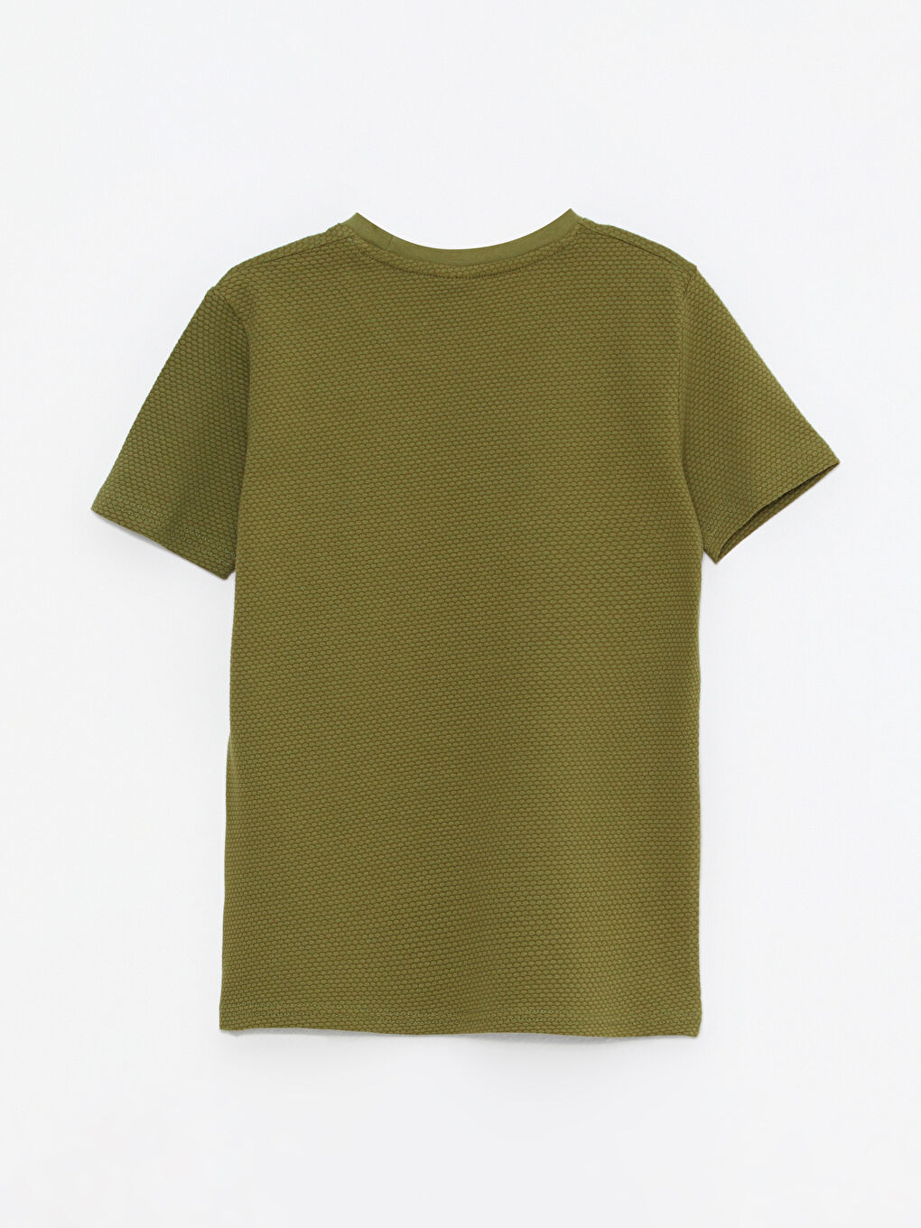 Crew Neck Self-Patterned Short Sleeve Boy T-Shirt-1