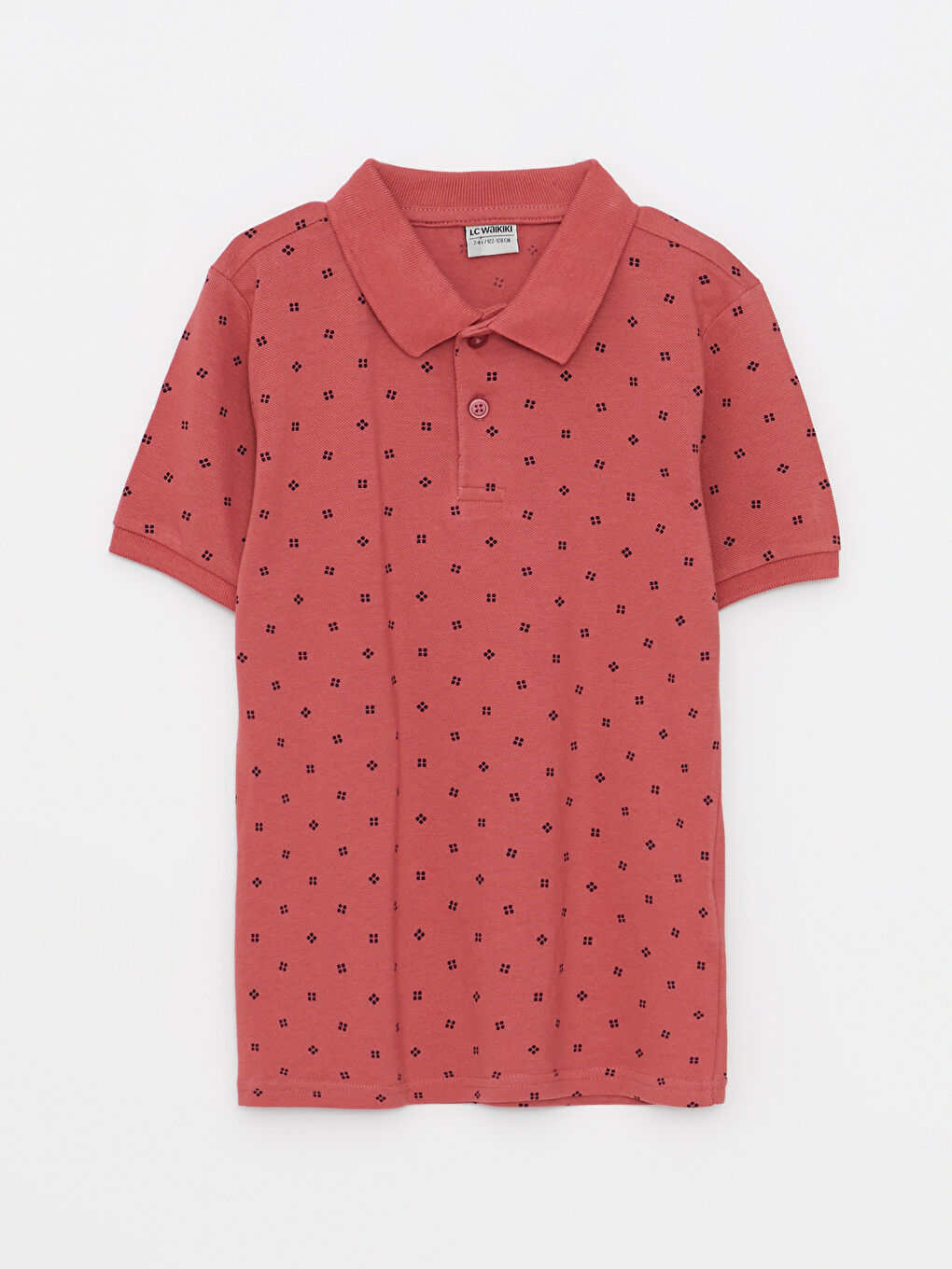 Pembe Polo Yaka Baskılı Kısa Kollu Pamuklu Erkek Çocuk Tişört