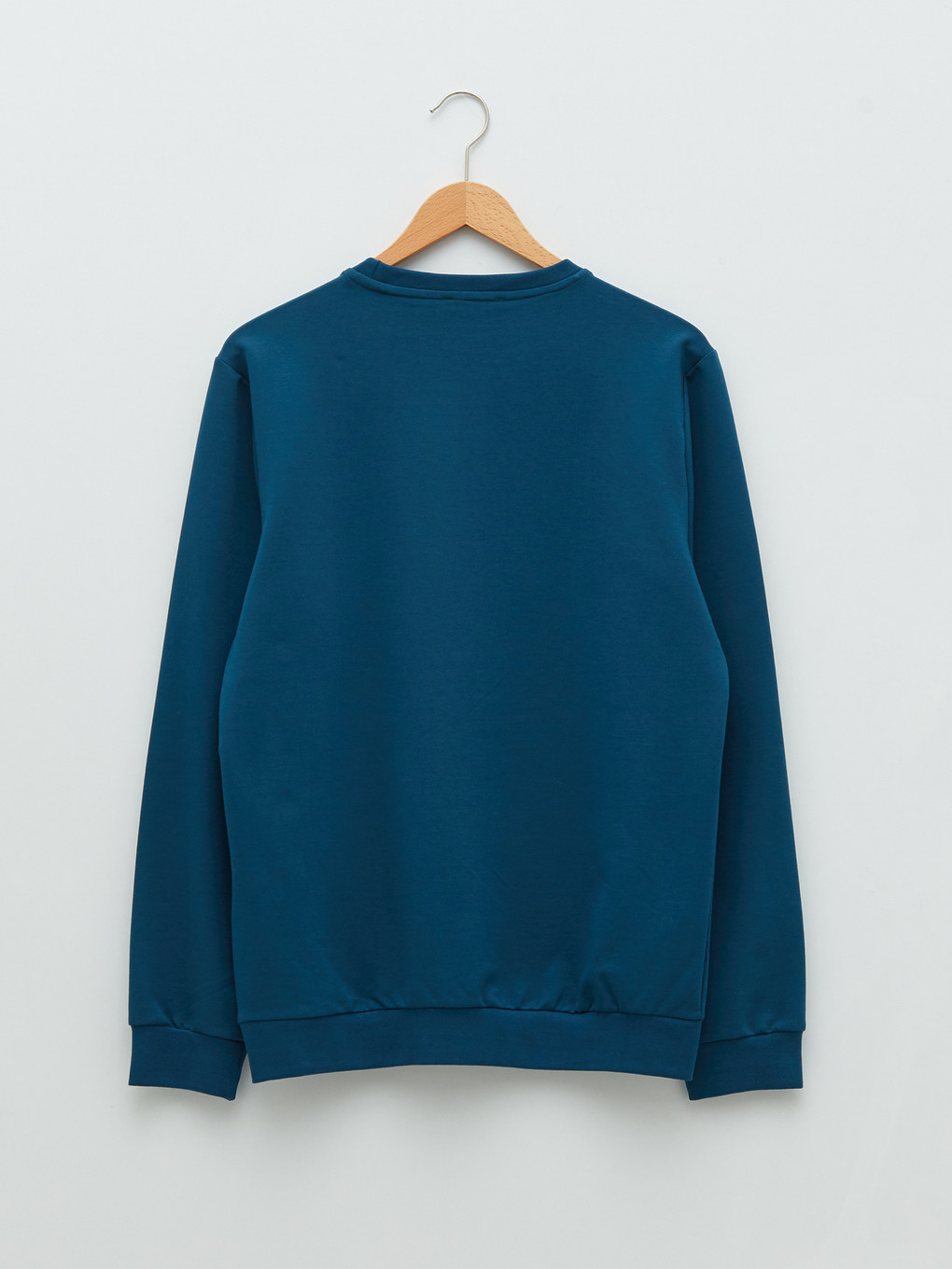 Petrol Bisiklet Yaka Uzun Kollu Baskılı Erkek Sweatshirt-6