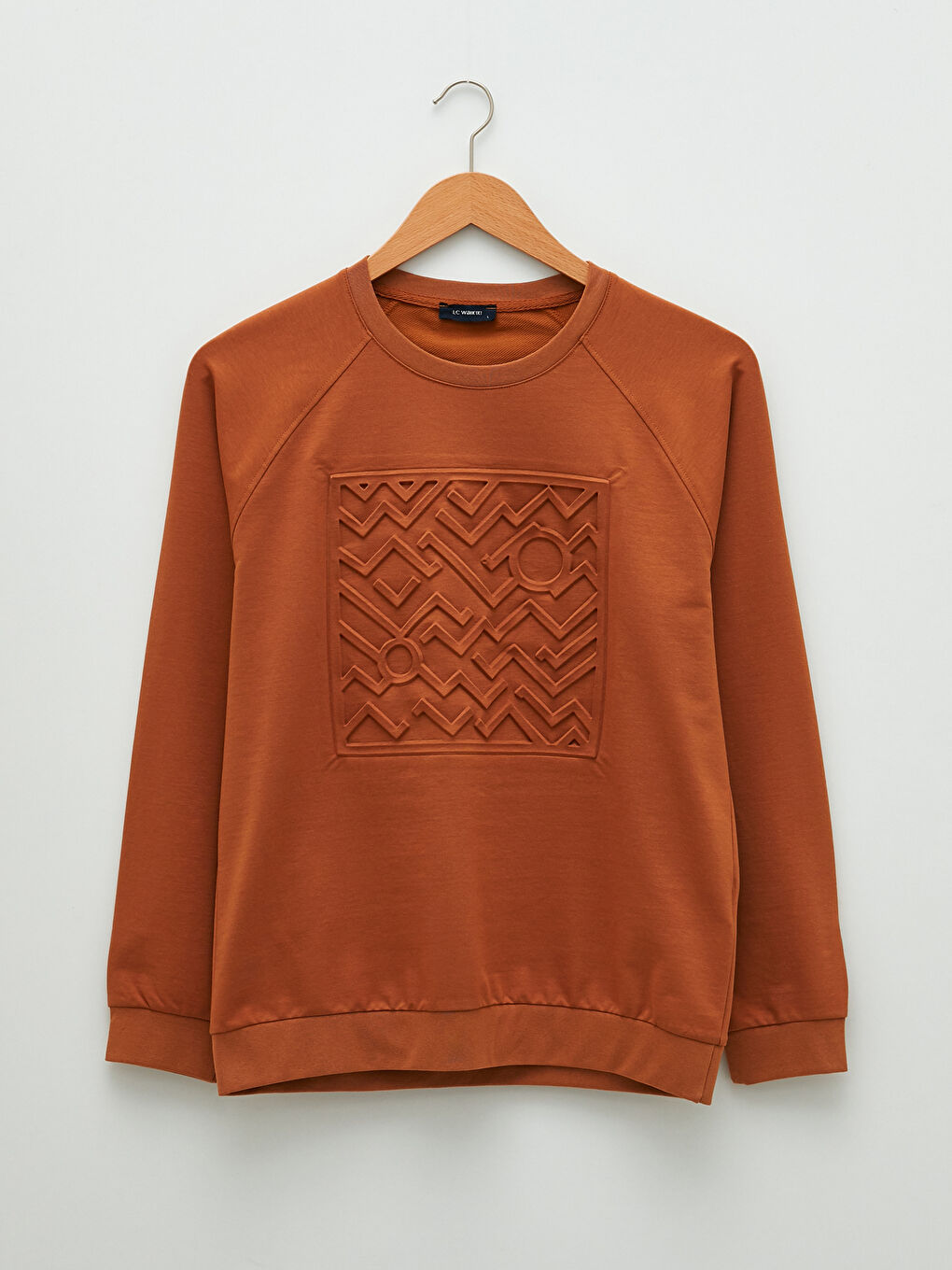 Kahverengi Bisiklet Yaka Uzun Kollu Baskılı Erkek Sweatshirt-5