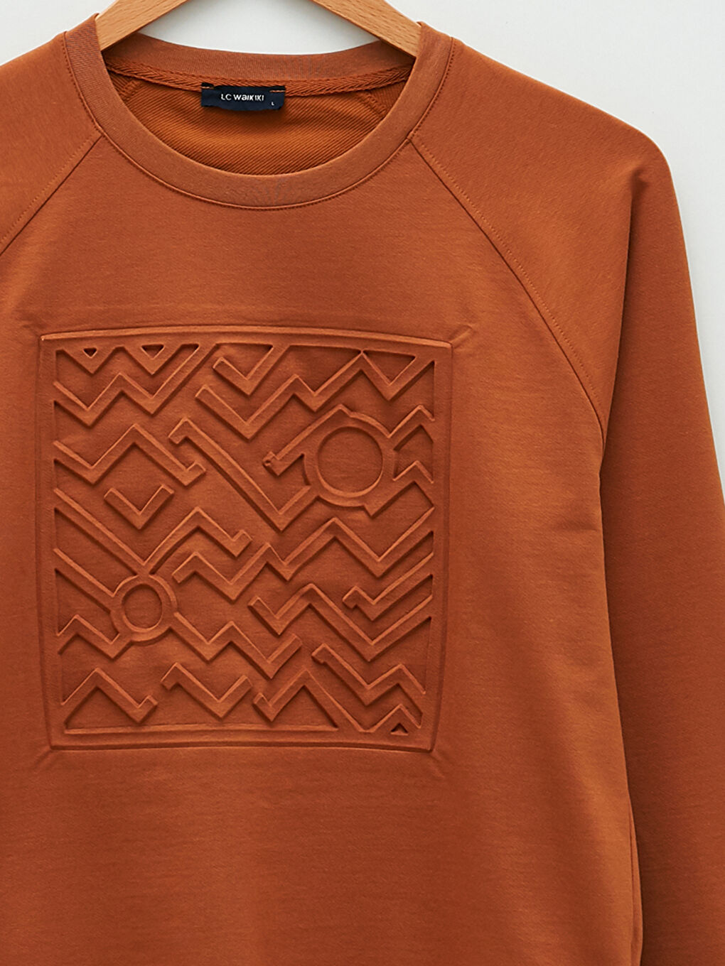 Kahverengi Bisiklet Yaka Uzun Kollu Baskılı Erkek Sweatshirt-7