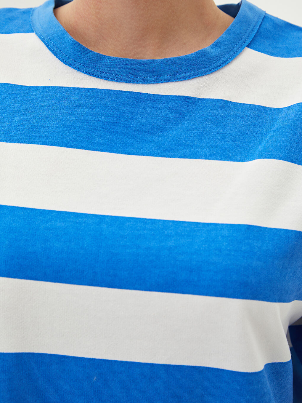 Mavi Bisiklet Yaka Renk Bloklu Kısa Kollu Kadın Elbise-3