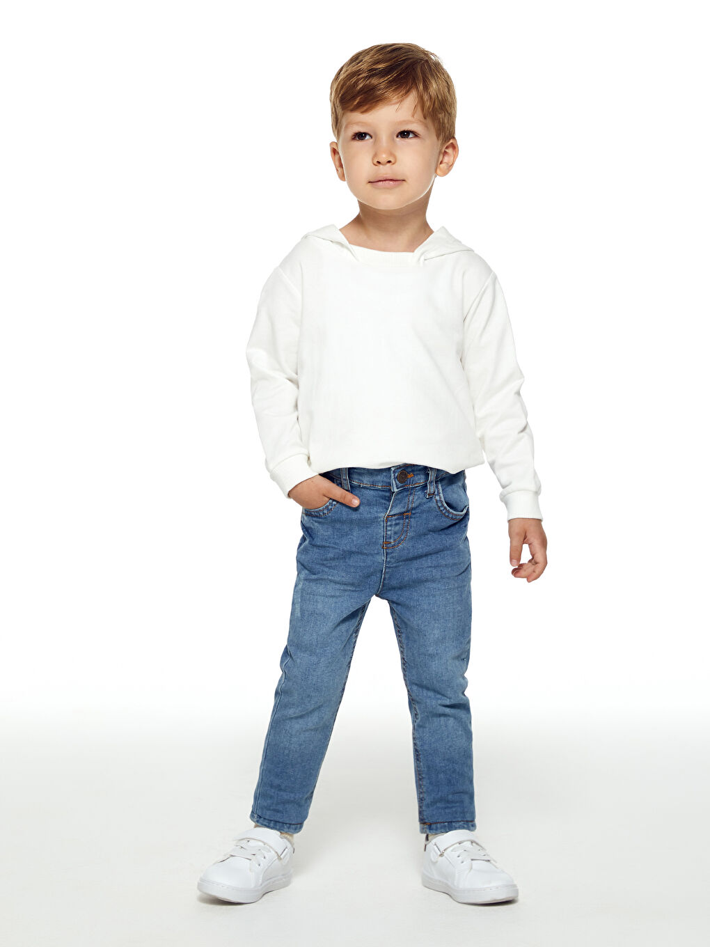 İndigo Skinny Fit Basic Erkek Bebek Jean Pantolon-1