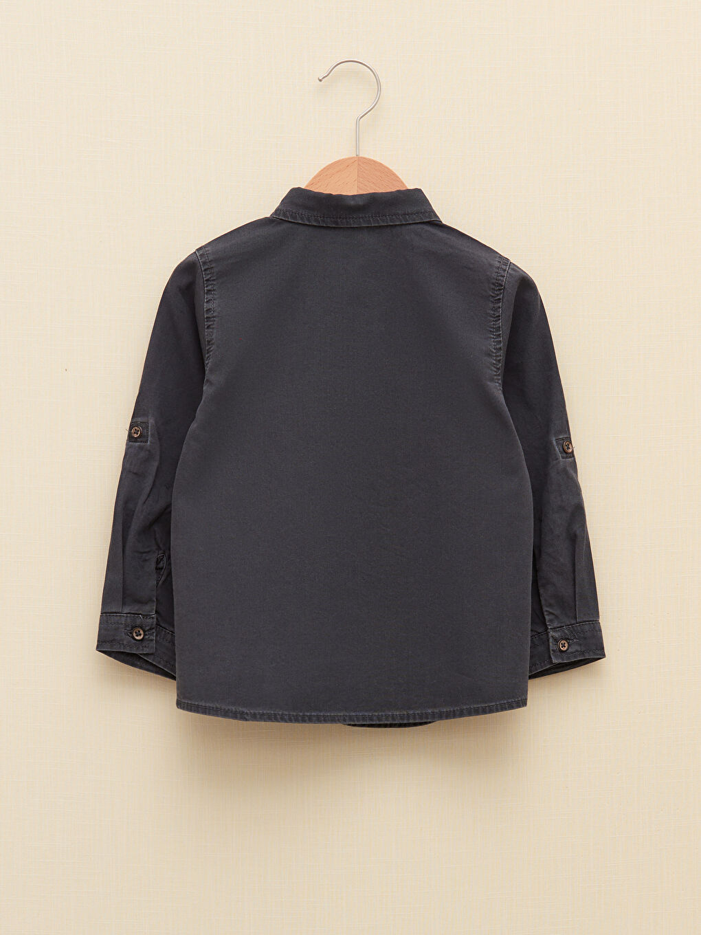 قميص جينز قطن كم طويل أساسي للأولاد الرضع-1