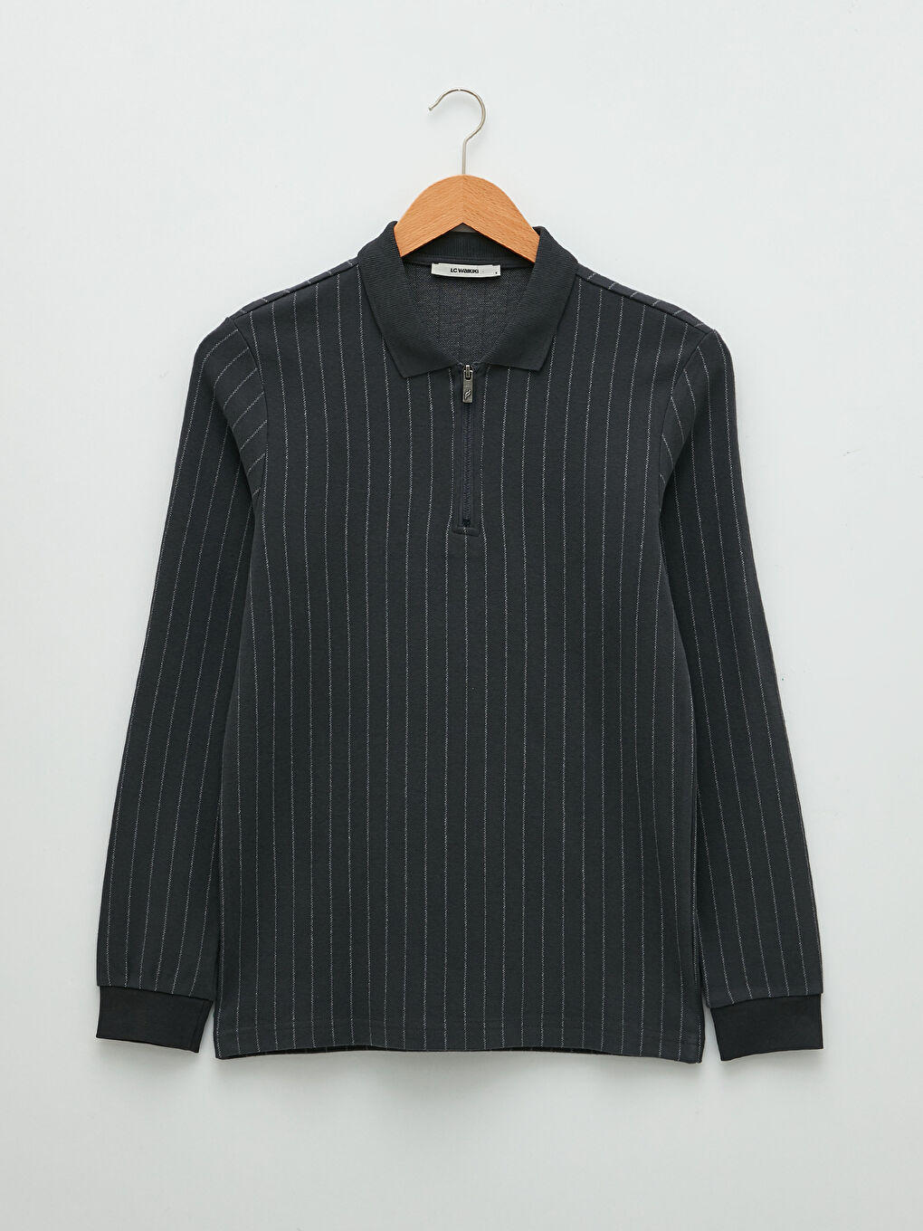 SOUTHBLUE Polo Neck Long Sleeve Striped Men's Sweatshirt -S28079Z8-LE0