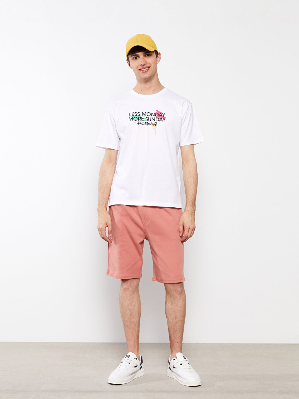 Oversize Bisiklet Yaka Kısa Kollu Baskılı Penye Erkek Tişört-2