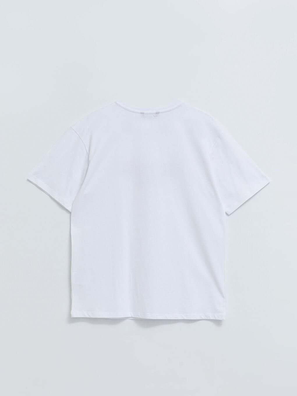 Oversize Bisiklet Yaka Kısa Kollu Baskılı Penye Erkek Tişört-6