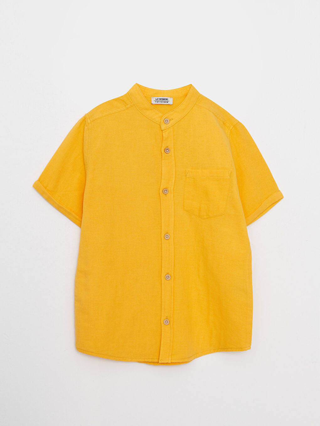 Grandad Collar Basic Short Sleeve Boys' Shirt