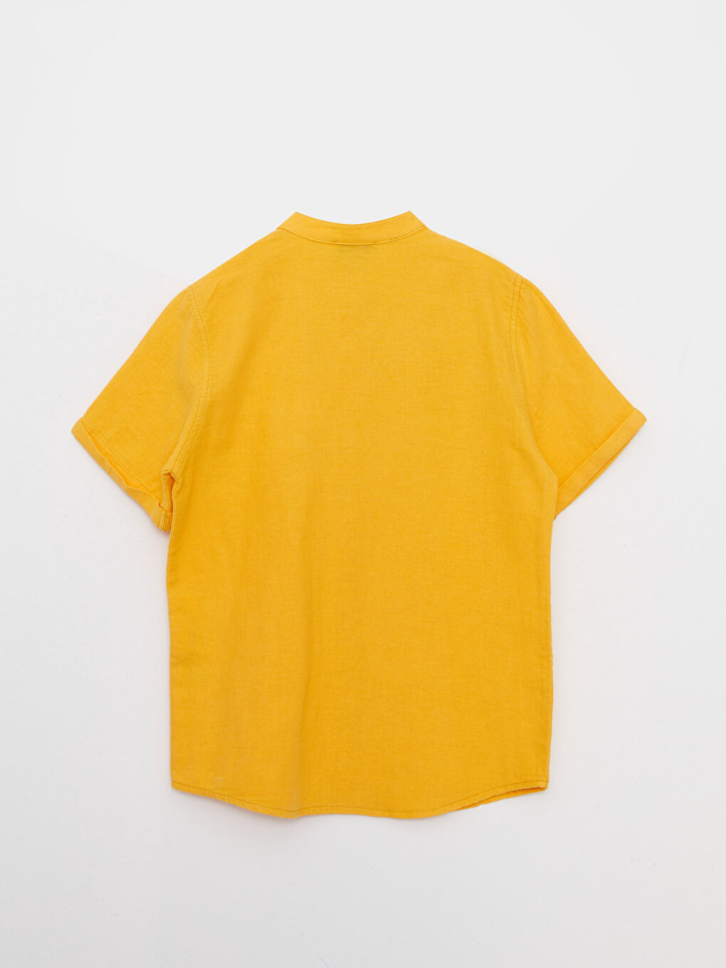 Grandad Collar Basic Short Sleeve Boys' Shirt-1