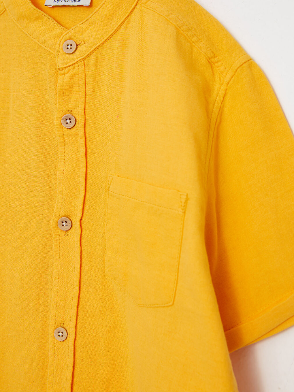 Grandad Collar Basic Short Sleeve Boys' Shirt-2