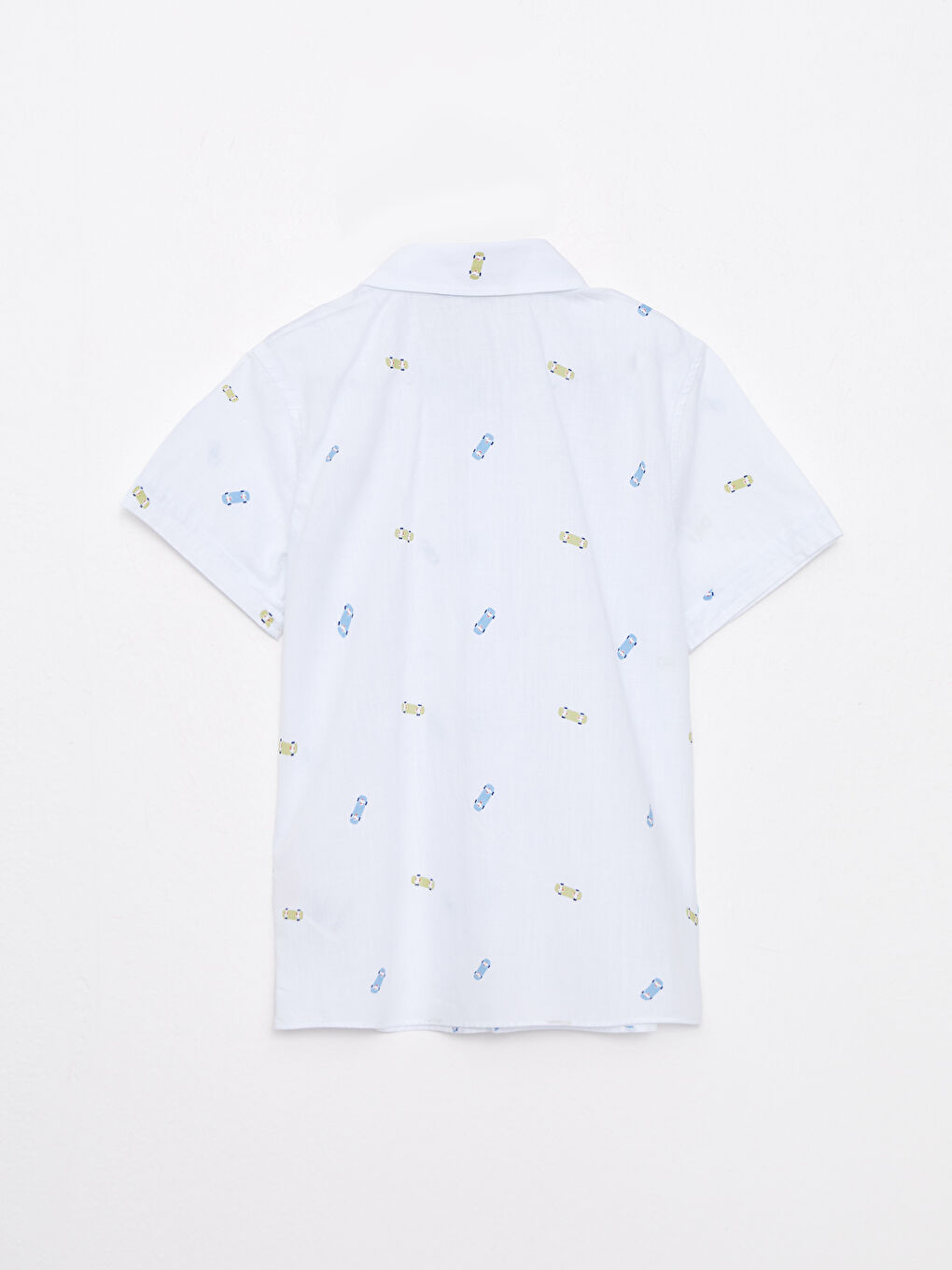 Beyaz Desenli Kısa Kollu Poplin Erkek Çocuk Gömlek ve Papyon-2