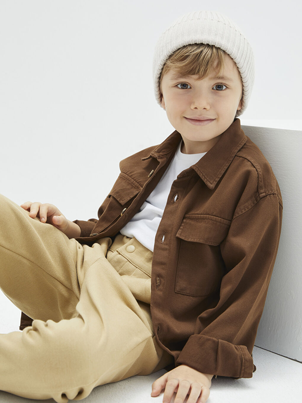 Basic Gabardine Long Sleeve Boy Shirt-1
