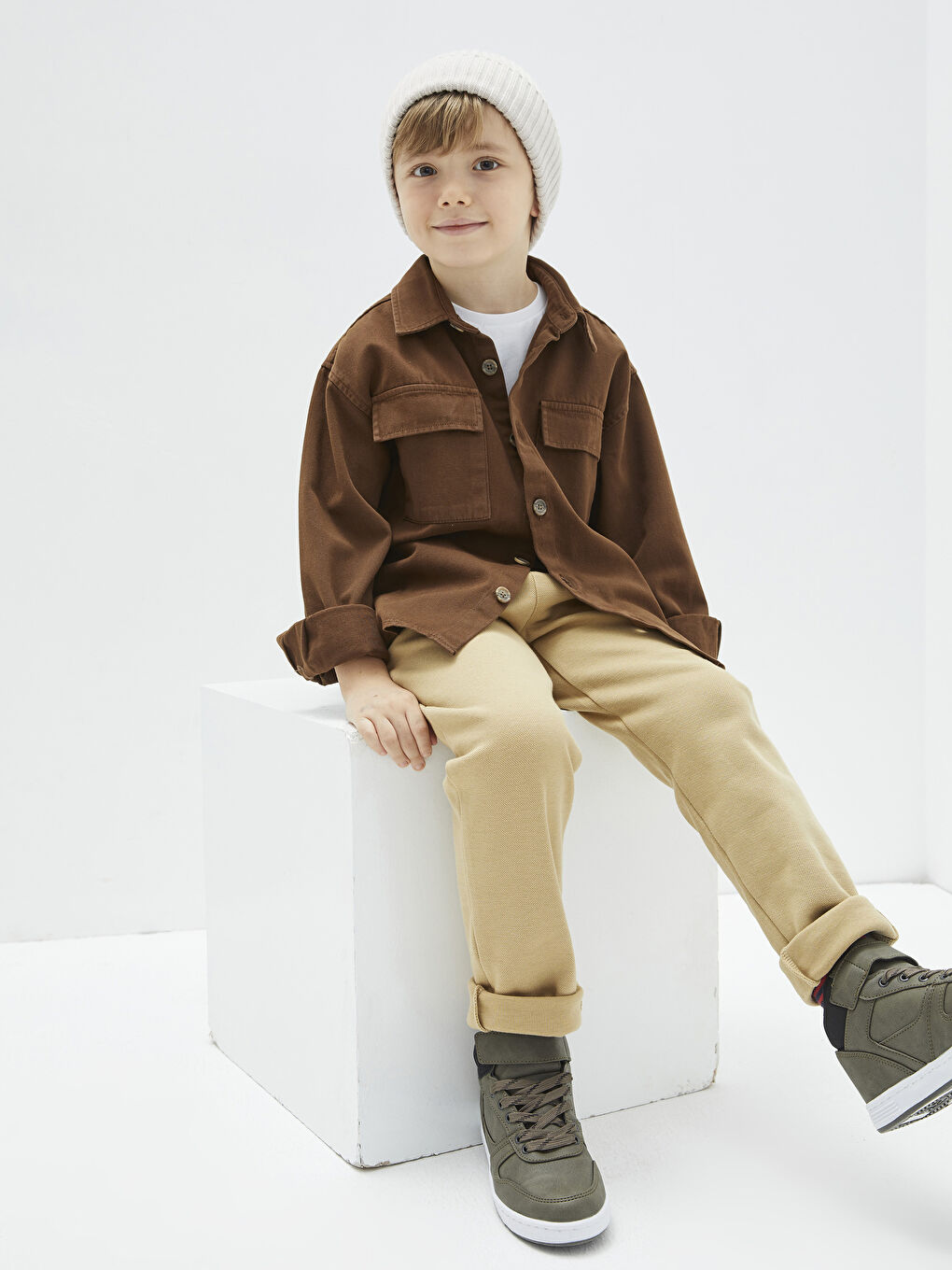 Basic Gabardine Long Sleeve Boy Shirt-2