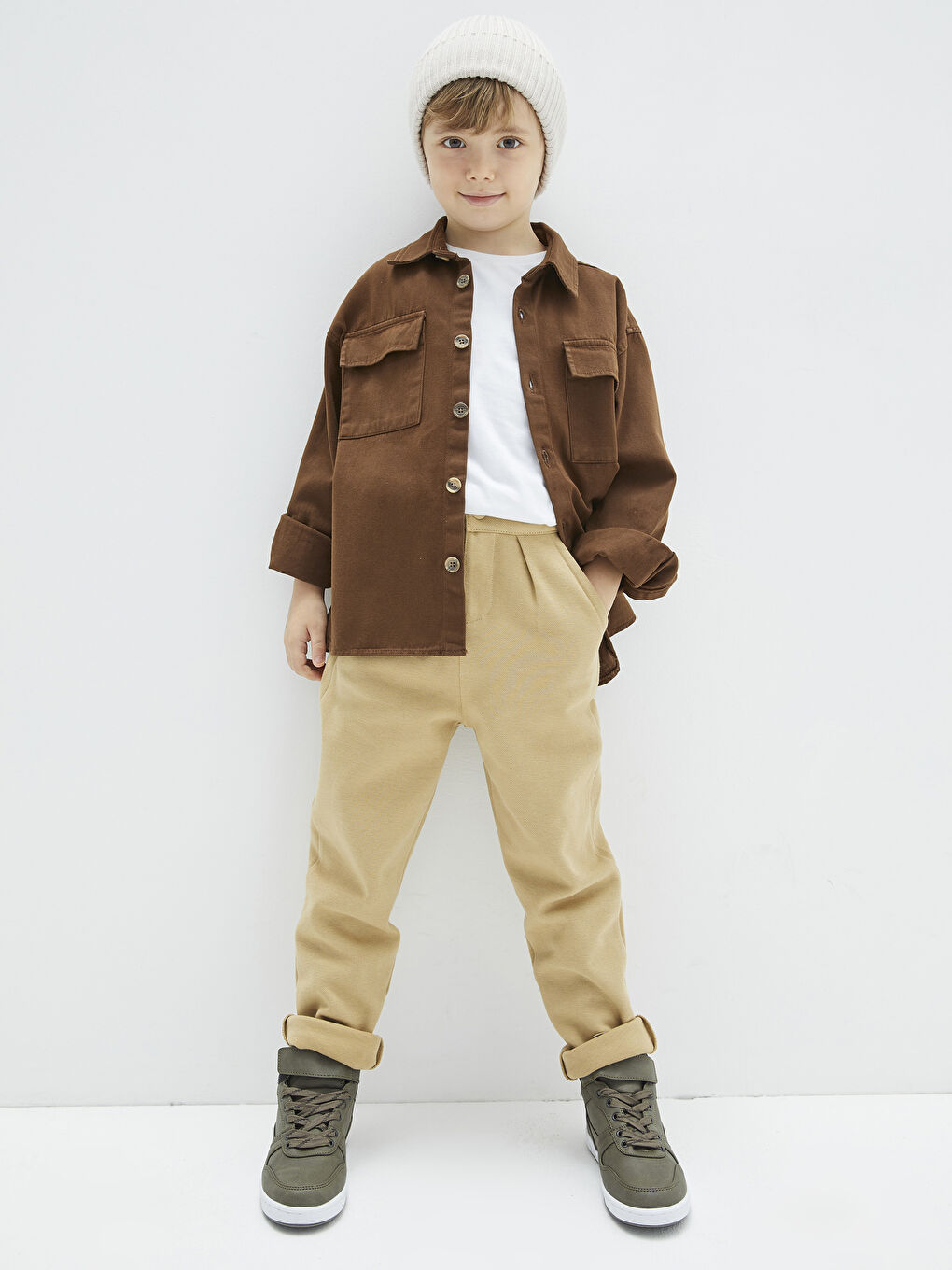 Basic Gabardine Long Sleeve Boy Shirt-3