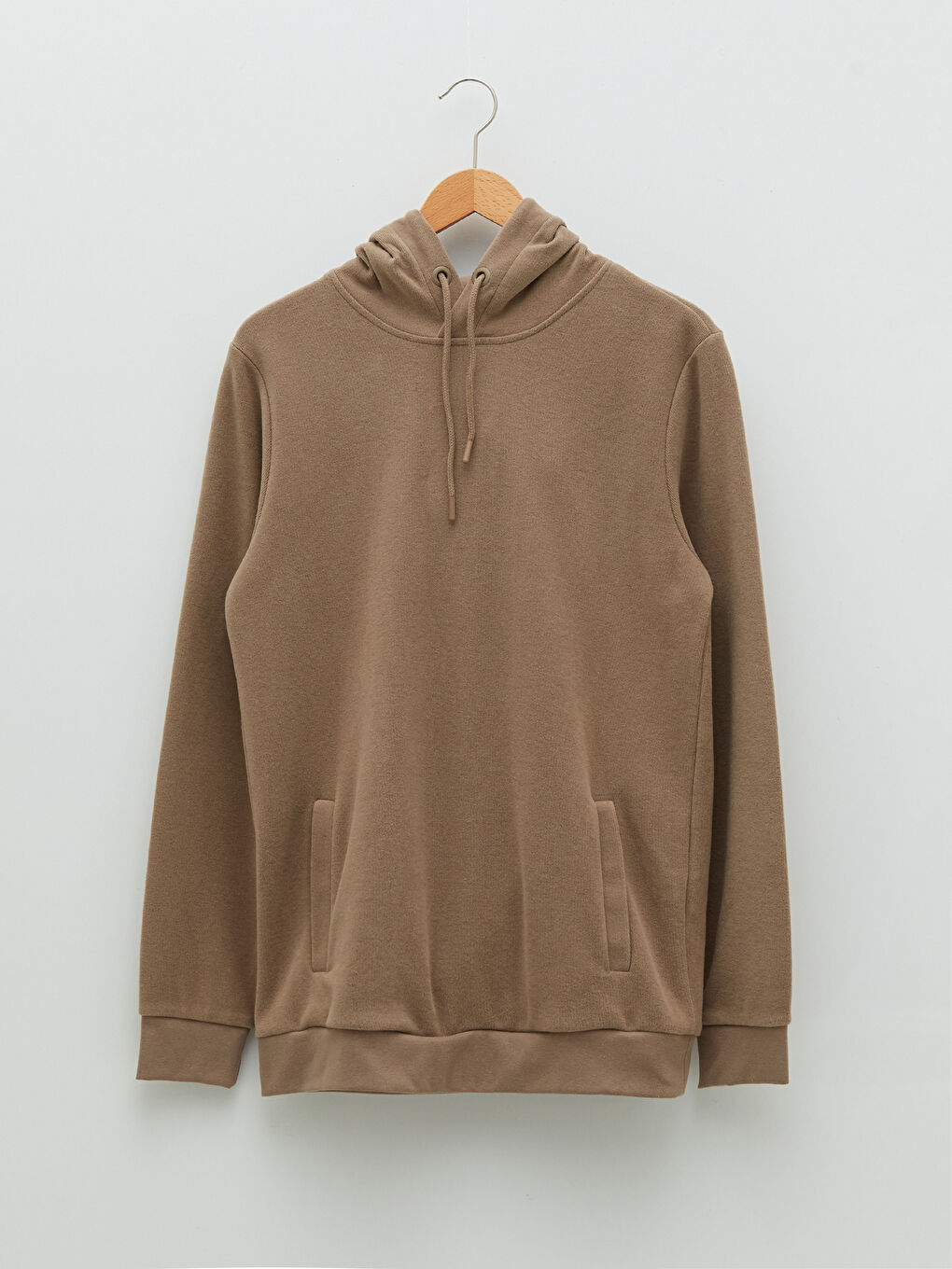 Kahverengi Uzun Kollu Erkek Hoodie-5