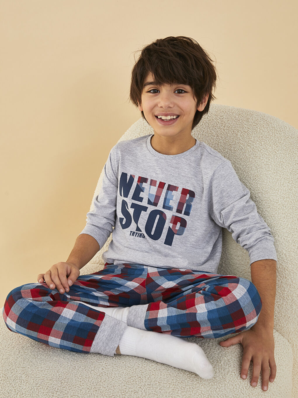 Ensemble de Pyjama pour Garçons à Col Rond Imprimé à Manches Longues