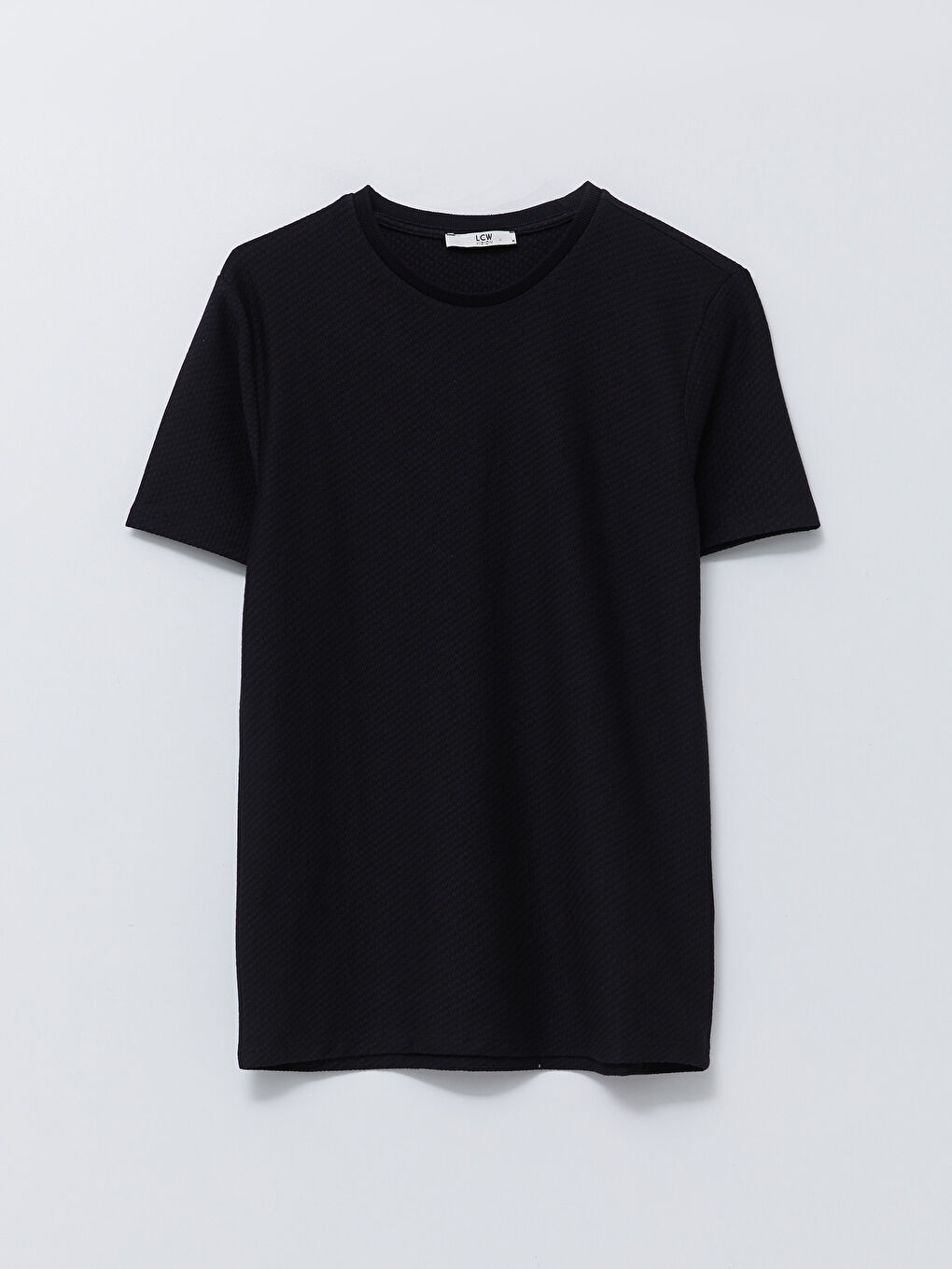 Siyah Bisiklet Yaka Penye Erkek Tişört-5