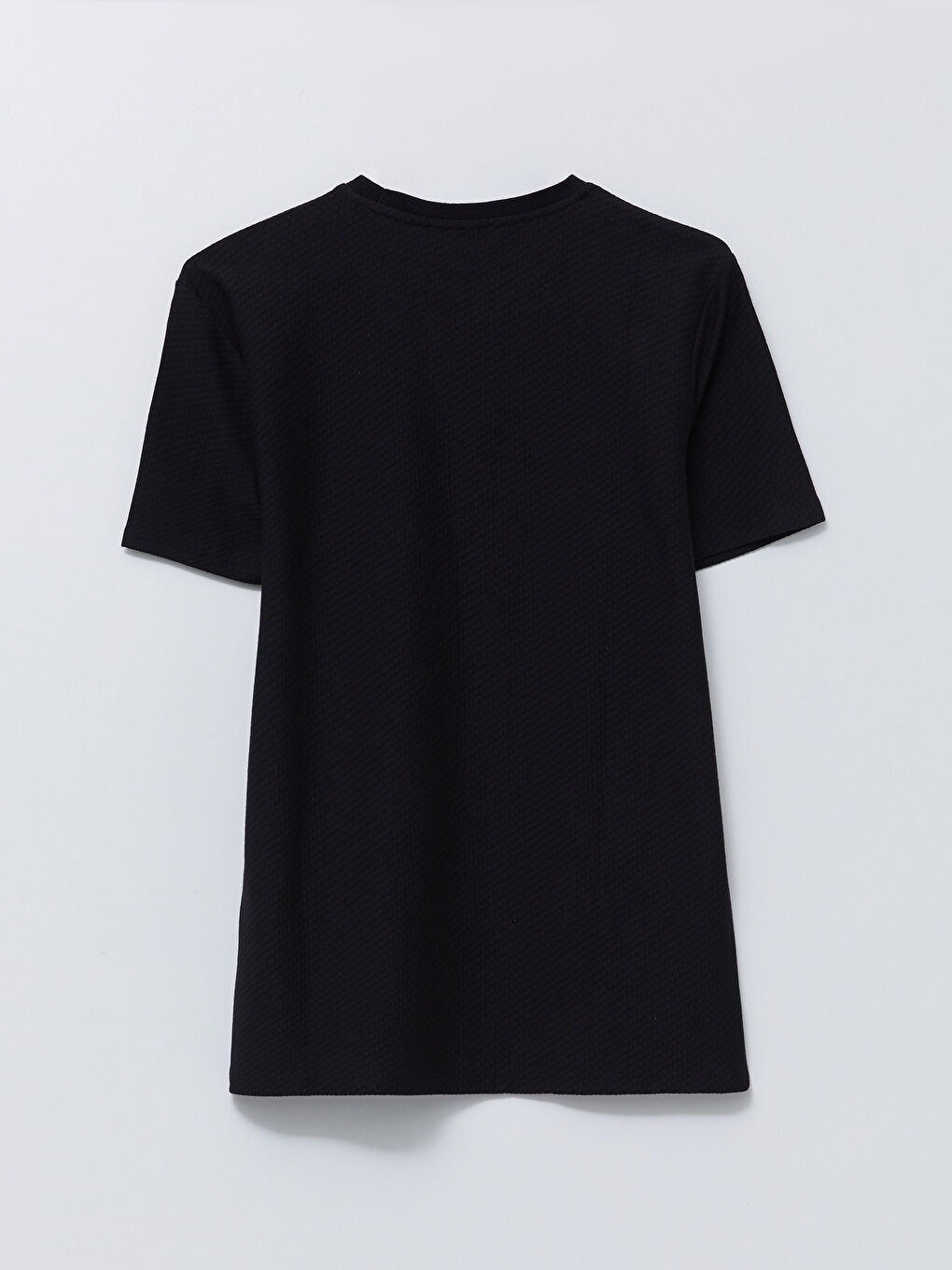 Siyah Bisiklet Yaka Penye Erkek Tişört-6