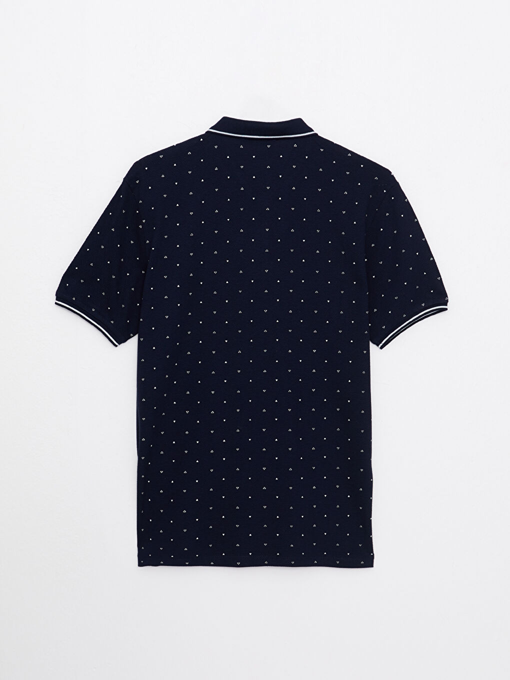 Lacivert Polo Yaka Kısa Kollu Desenli Erkek Tişört-6