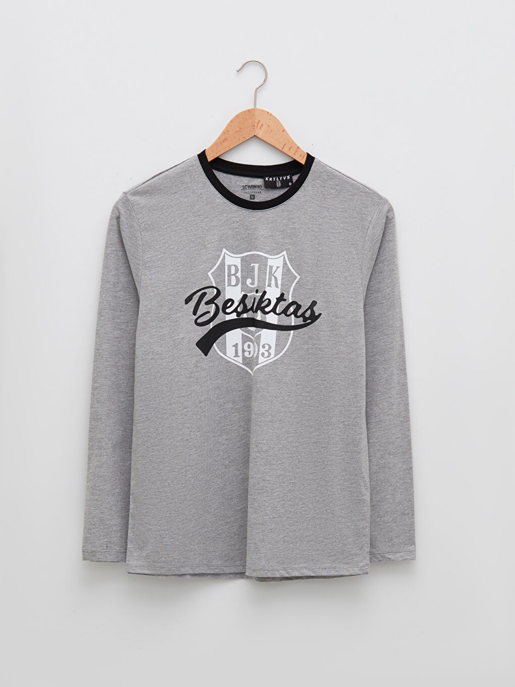 Gri Standart Kalıp Beşiktaş Baskılı Erkek Taraftar Pijama Takımı-6