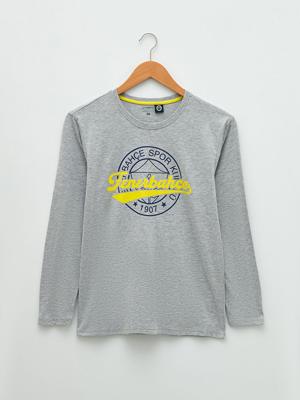 Gri Standart Kalıp Fenerbahçe Baskılı Erkek Taraftar Pijama Takımı-6