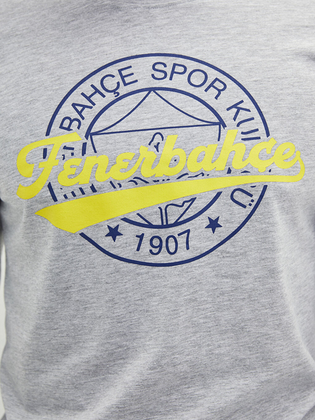 Gri Standart Kalıp Fenerbahçe Baskılı Erkek Taraftar Pijama Takımı-3