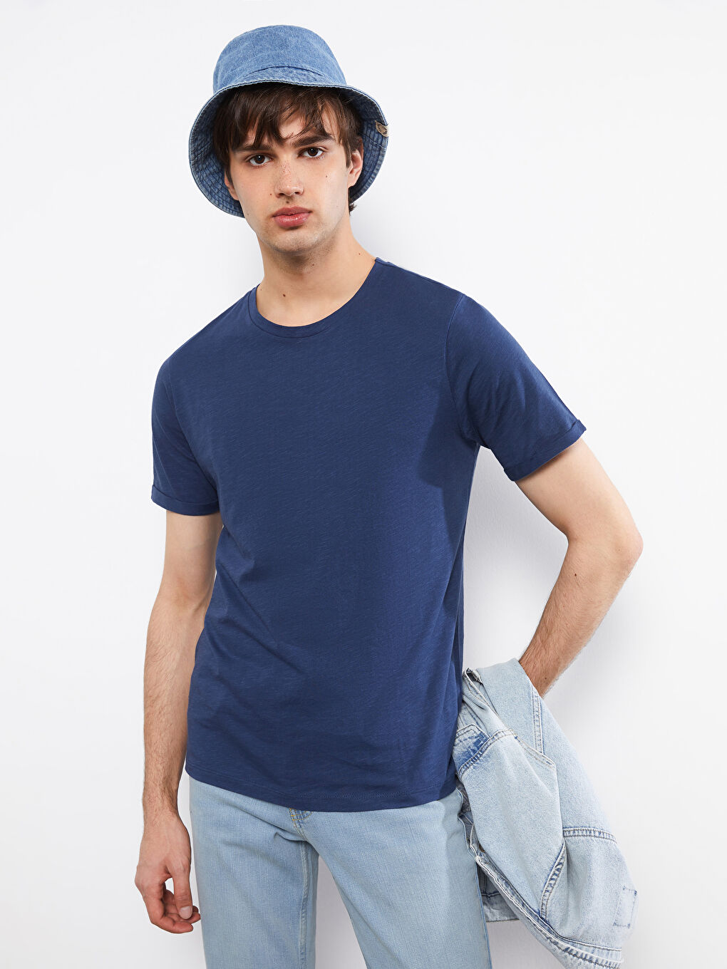 Crew Neck Short Sleeve Basic Combed Cotton Men's T-shirt-1