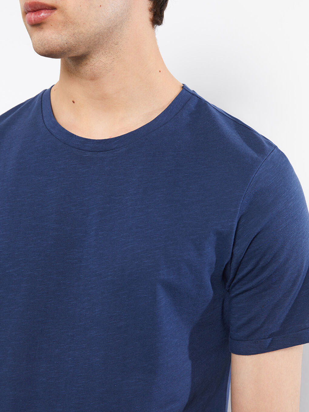 Crew Neck Short Sleeve Basic Combed Cotton Men's T-shirt-3