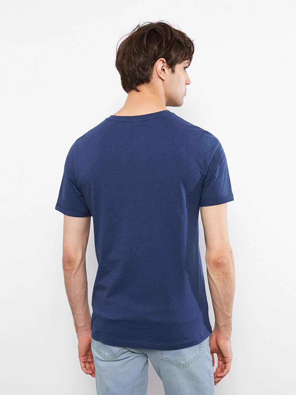 Crew Neck Short Sleeve Basic Combed Cotton Men's T-shirt-4