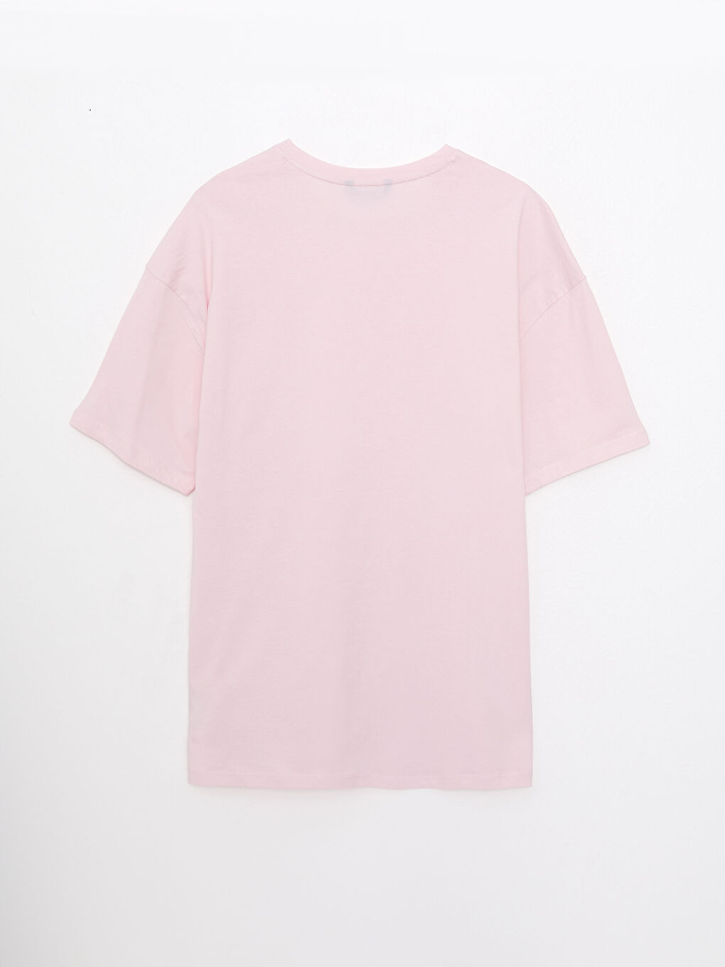 Pembe Oversize Bisiklet Yaka Kısa Kollu Baskılı Penye Erkek Tişört-6