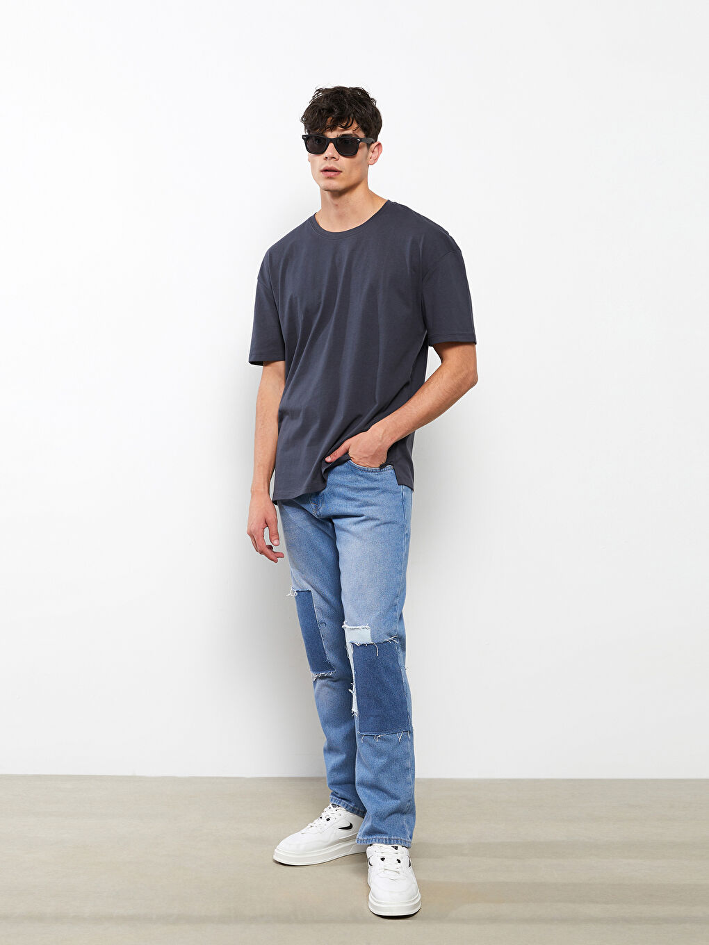 Oversize Crew Neck Short Sleeve Printed Jersey Men's T-Shirt