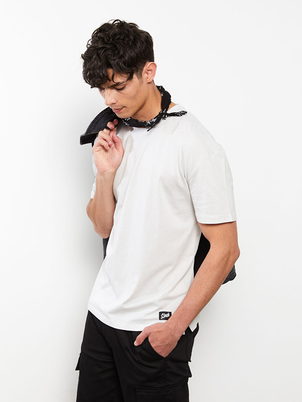 T-Shirt Pour Hommes En Jersey Imprimé À Manches Courtes Et Col Rond Surdimensionné