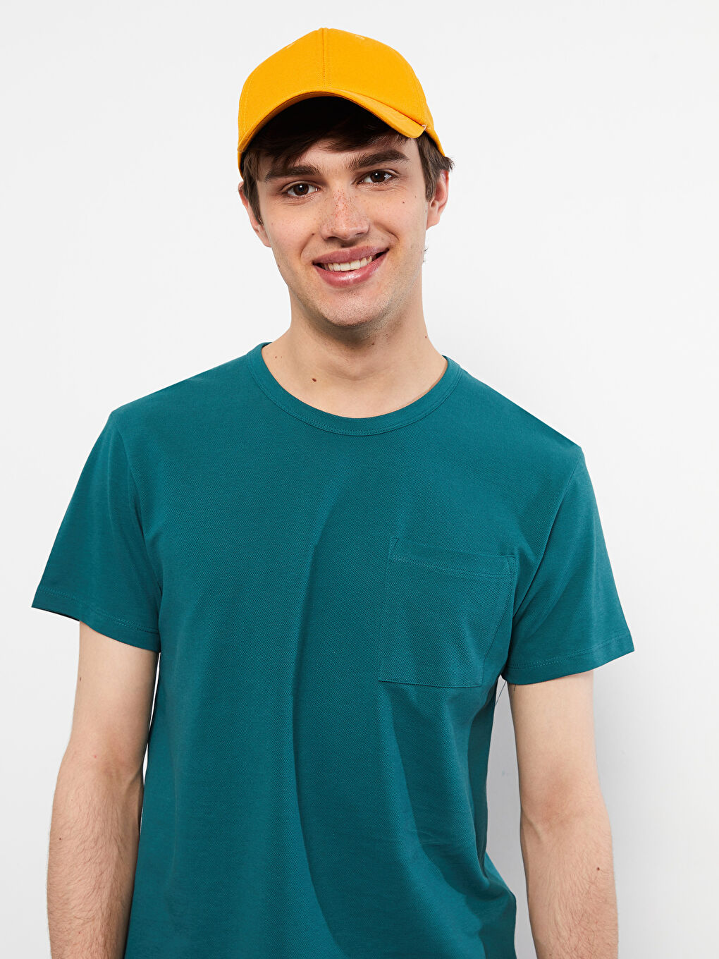 Yeşil Bisiklet Yaka Kısa Kollu Erkek Tişört-1