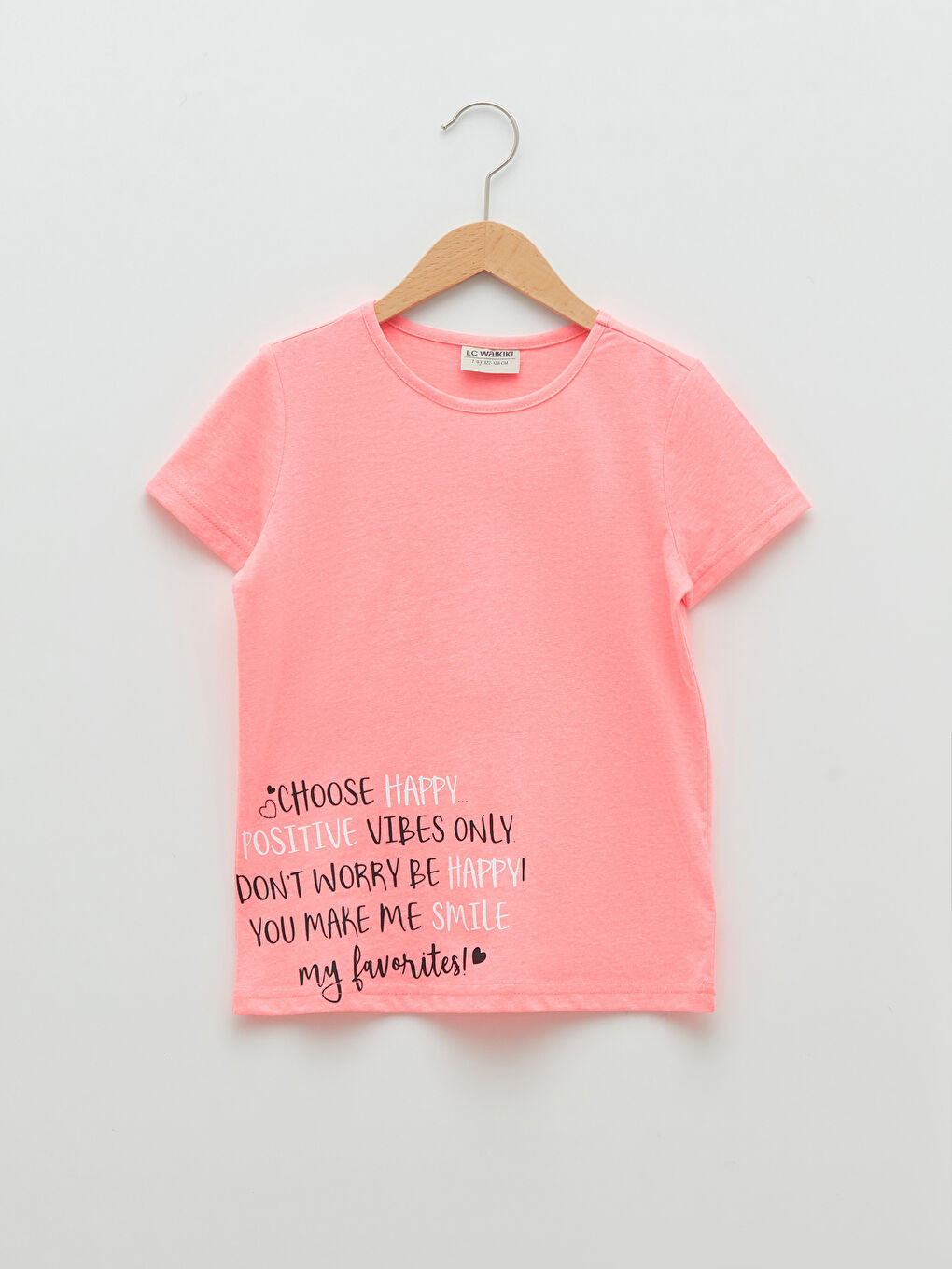 Crew Neck Printed Short Sleeve Girls' T-Shirt